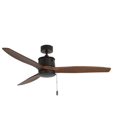 52" Torque 3-Blade Ceiling Fan Oil Rubbed Bronze Motor Finish and Walnut Blade Finish with Pull Chain