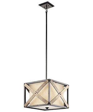Cahoon 16"W 1-Light Anvil Iron Finish Square Shade Pendant/Semi-Flush Mount Light Fixture by Kichler