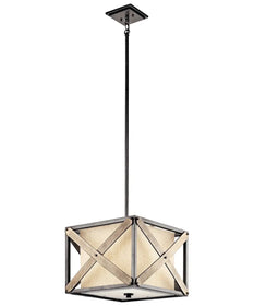 Cahoon 16"W 1-Light Anvil Iron Finish Square Shade Pendant/Semi-Flush Mount Light Fixture by Kichler