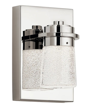 Vada 5"W 1-Light LED Vanity Bath Light Sconce Polished Nickel, Bubble Glass Shade by Kichler