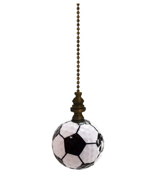 Soccer Ball Ceiling Fan Pull, 2.25"h with 12" Antiqued Brass Chain