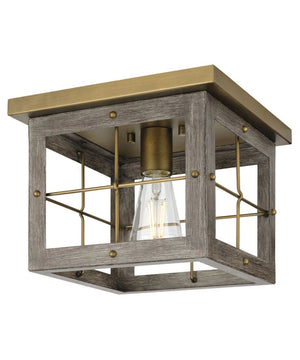 Hedgerow 1-Light 11"w Flush Mount Ceiling Light Fixture Aged Oak Farmhouse Indoor by Progress