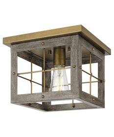 Hedgerow 1-Light 11"w Flush Mount Ceiling Light Fixture Aged Oak Farmhouse Indoor by Progress