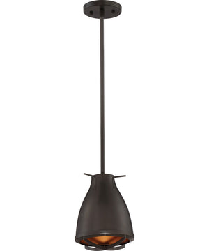 7"W Thrust 1-Light Pendant Dark Bronze / Copper Accent