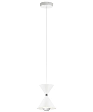 Kordan 8"W 1-Light LED Matte White  Metal Hourglass Mini Pendant Light Fixture by Kichler