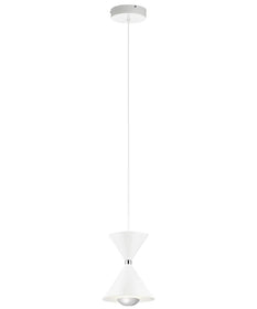 Kordan 8"W 1-Light LED Matte White  Metal Hourglass Mini Pendant Light Fixture by Kichler