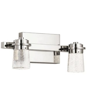 Vada 15"W 2-Light LED Vanity Bath Light, Polished Nickel Finish Clear Bubble Glass Shade by Kichler