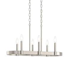 Brene 28"W 6-light Linear Farmhouse Chandelier by Kichler Brushed Nickel Finish