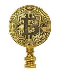 2.75"H Bitcoin Token Icon Polished Brass Finish Lamp Finial