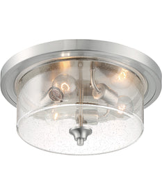 15"W Bransel 3-Light Close-to-Ceiling Brushed Nickel