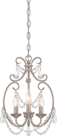 12"W Dahlia 3-Light Mini Chandelier Aged Platinum