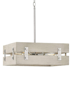 Hemsworth 4-Light 18"w Coastal Farmhouse Pendant Light Fixture Galvanized Bleached Oak Finish by Progress