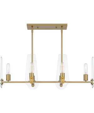 Bergen Beach 6 Light Island Brushed Gold